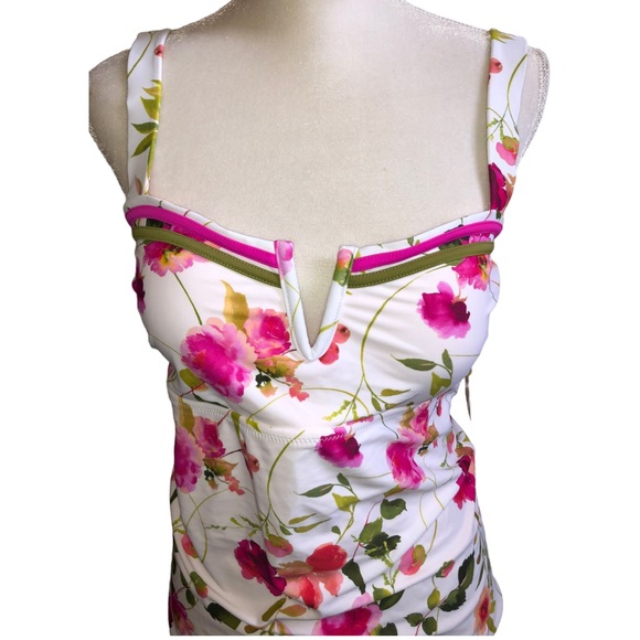 NEW Nanette Lepore White Floral “Viviana” Tankini Top - 12 - Picture 3 of 8